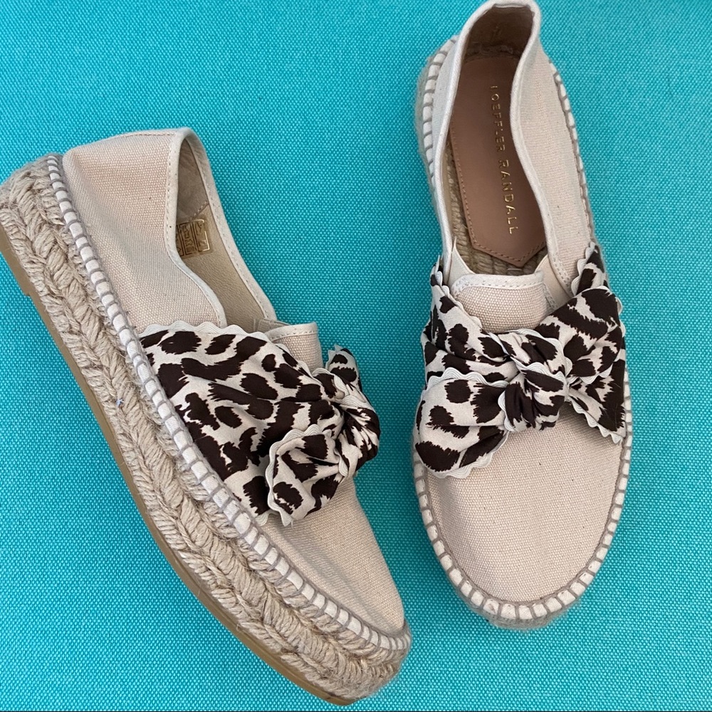 Loeffler Randall x J. Crew Rowan Espadrilles leopard bow 7 to 7.5 RUNS SMALL